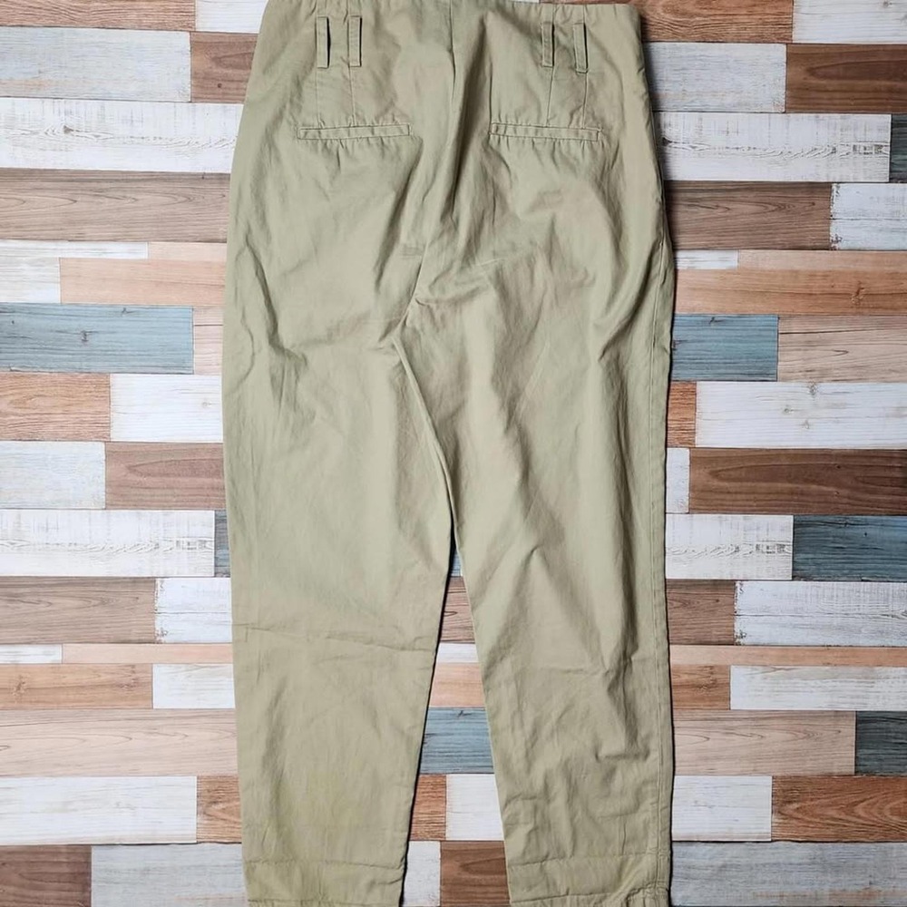 Zara Woman High Waisted Pleated Tapered Trousers Khaki Tan Size Large - Picture 4 of 6